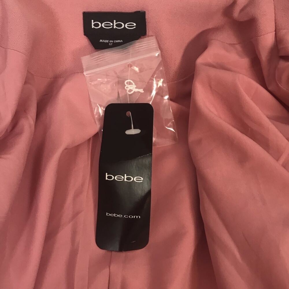 NWT Bebe Pink Blazer Cropped Chelsea Collar Open-Front Pastel Girlhoodcore Sz 12 - Picture 4 of 11